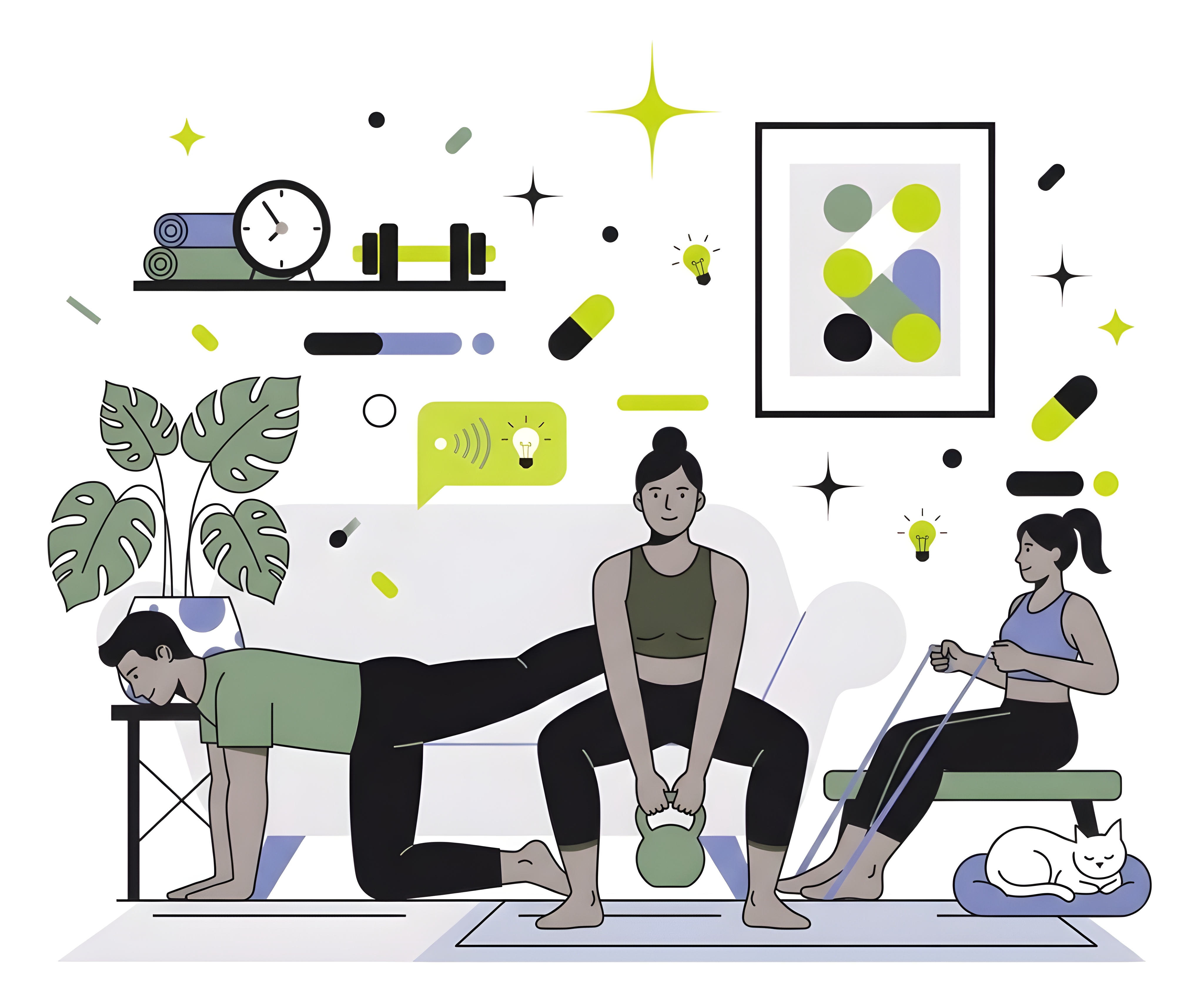 Supportive fitness community working out together